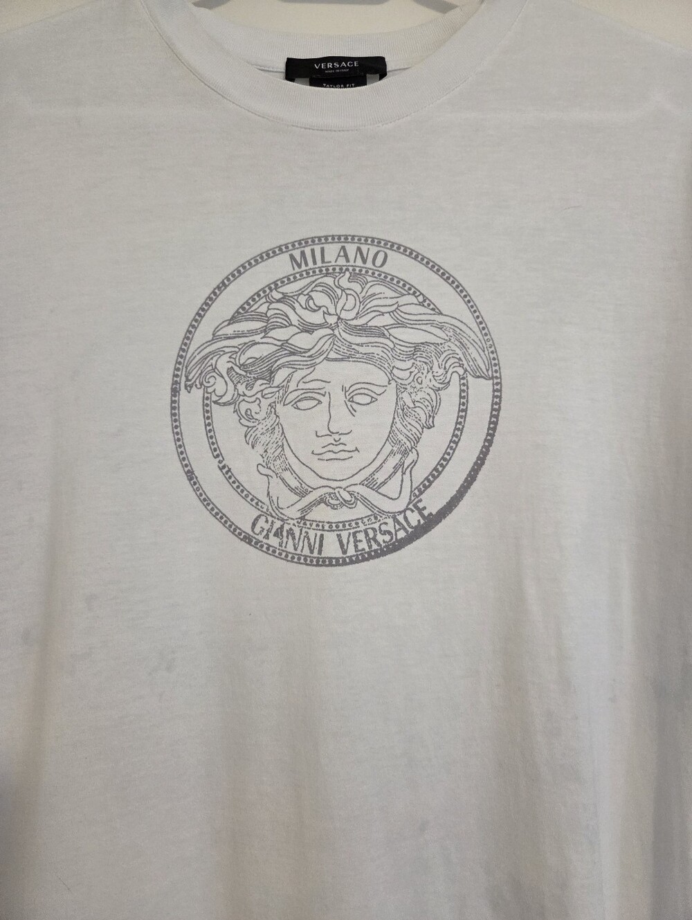 Versace White Tayor Fit  Printed Cotton Jersey Medusa Head T-Shirt - Picture 8 of 8